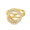 Brass Micro Pave Cubic Zirconia Adjustable Ring Settings KK-K297-05G-2