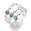 304 Stainless Steel Synthetic Gemstone Cuff Rings G-Z056-05P-2