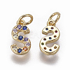 Brass Micro Pave Cubic Zirconia Charms ZIRC-L070-38S-G-2