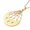 201 Stainless Steel Moon with Star Pendant Necklace with Cable Chains NJEW-Q317-06G-3