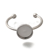 304 Stainless Steel Open Cuff Ring Components STAS-M057-01C-P-2