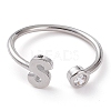 Brass Micro Pave Clear Cubic Zirconia Cuff Rings RJEW-J074-01P-S-1