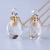Natural Quartz Crystal Openable Perfume Bottle Pendant Necklaces NJEW-G325-04G-4