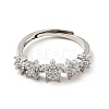 Clear Cubic Zirconia Flower Adjustable Ring RJEW-I087-08P-2