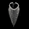 Fingerinspire 1Pc Iron Rhinestone Tennis Chains Bib Necklace NJEW-FG0001-11B-1