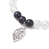 Leaf Alloy Charm Bracelets BJEW-JB12554-03-3