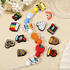 CHGCRAFT 16pcs 16 styles Back-to-school Theme Silicone Focal Beads SIL-CA0003-36-5