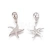 Brass Micro Pave Clear Cubic Zirconia European Dangle Charms ZIRC-I036-22P-1