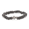 Natural Lava Rock Beaded Stretch Bracelet BJEW-JB08294-01-1