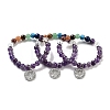 Natural Amethyst Round Beaded Chakra Stretch Bracelets BJEW-K251-01D-1