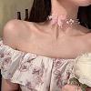 Butterfly Gauze Crystal Rhinestone with Plastic Pearl Choker Necklaces FS-WG41A31-06-1