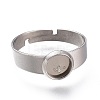 Non-Tarnish Adjustable 304 Stainless Steel Finger Rings Components X-STAS-F149-18P-F-2