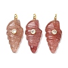 Natural Strawberry Quartz Carved Pendants G-H357-04G-05-1