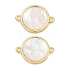 Rack Plating Brass & Natural White Shell Connector Charms SH-CBA6629-33G-1