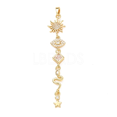 Tassel Brass Micro Pave Clear Cubic Zirconia Big Pendants LS-KK-L271-01G-11-1