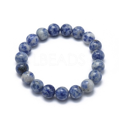 Natural Blue Spot Jasper Bead Stretch Bracelets BJEW-K212-B-039-1