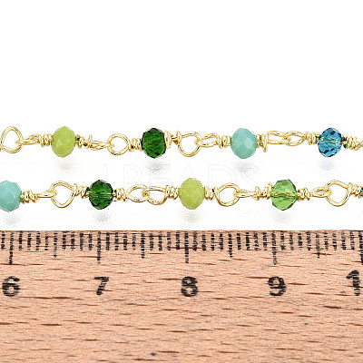 Handmade Brass Round Glass Beaded Chains KK-N281-02C-G-1