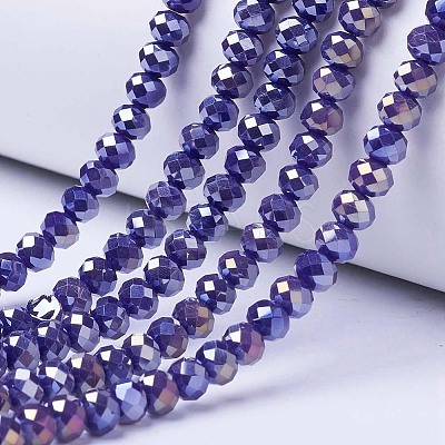 Electroplate Glass Beads Strands EGLA-A034-P10mm-B07-1