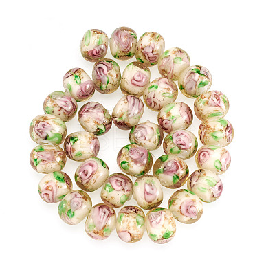 1 Strand Handmade Lampwork Inner Flower Rondelle Beads Strands LAMP-TA0002-72I-1