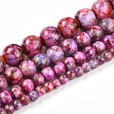 Baking Paint Glass Beads Strands DGLA-N003-8mm-B03-1