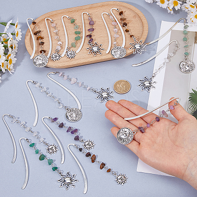 15Pcs 5 Color Sun Alloy Bookmark AJEW-FH00050-1
