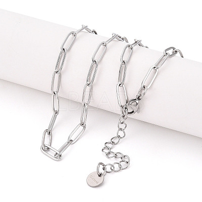 304 Stainless Steel Paperclip Chain Necklace NJEW-D045-14P-04-1