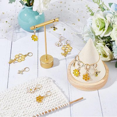 Bee & Flower Locking Stitch Markers HJEW-SC0001-34-1