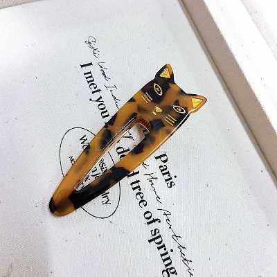 Cat Shape Cellulose Acetate(Resin) Alligator Hair Clips PW-WGA8C03-05-1