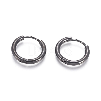 304 Stainless Steel Huggie Hoop Earrings LS-EJEW-F111B-17mm-B-1