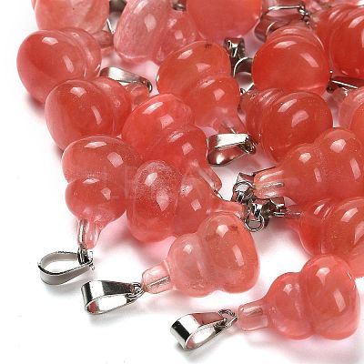 Cherry Quartz Glass Pendants G-B127-03P-16-1