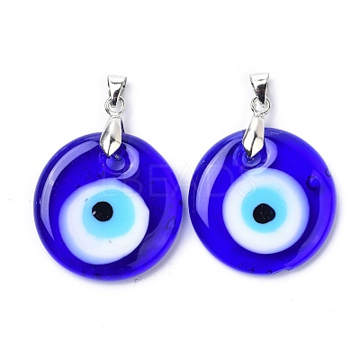 Handmade Evil Eye Lampwork Pendants LAMP-C001-02B-1