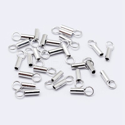Anti-Tarnish Rhodium Plated 925 Sterling Silver Cord Ends STER-F036-21P-1mm-1
