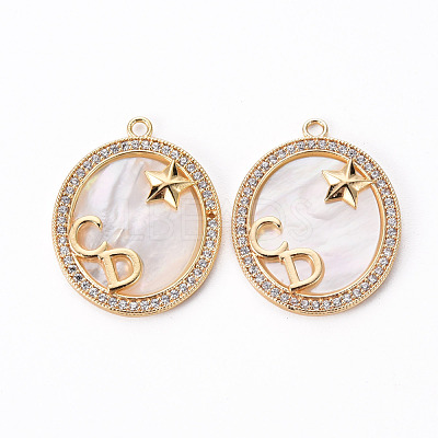 Brass Micro Pave Clear Cubic Zirconia Charms KK-Q765-018-NF-1