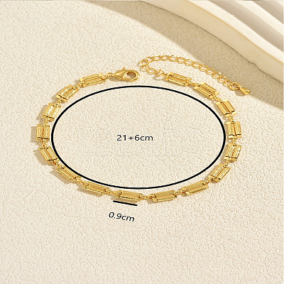 Summer Beach Brass Rectangle Link Chain Anklets for Women CI4096-1