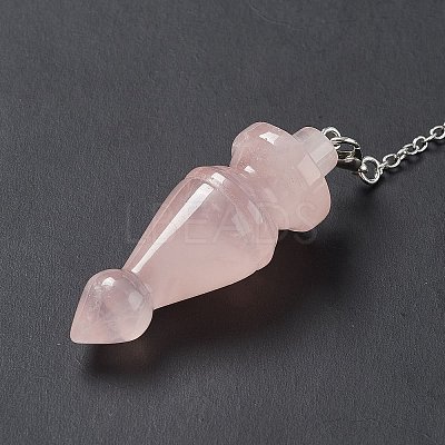 Natural Rose Quartz Pointed Dowsing Pendulums AJEW-B020-03P-07-1