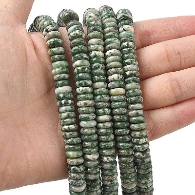 Natural Green Spot Jasper Beads Strands G-G329-A01-3x8mm-1