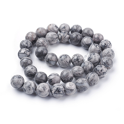 Natural Map Stone/Picasso Stone/Picasso Jasper Beads Strands G-G047-10mm-1