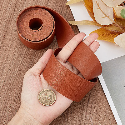 2M Flat Single Face Lychee Pattern Imitation Leather Band LC-WH0010-02B-04-1