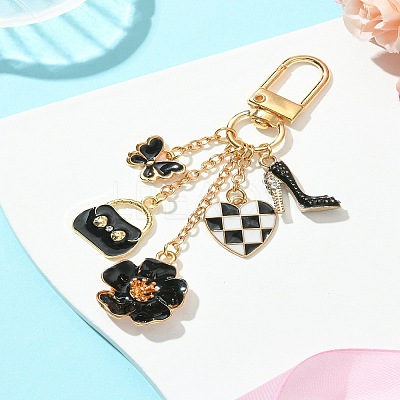 Flower/Bag/Heart Alloy Enamel Pendant Decoration HJEW-FS00025-01-1