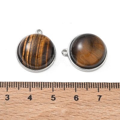 304 Stainless Steel & Natural Tiger Eye Pendants SA-CBA11D7-03P-1
