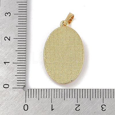 Rack Plating Brass Pave Shell Oval Pendants KK-U032-92G-04-1