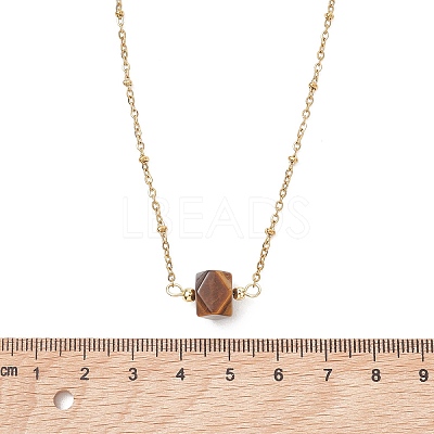 Natural Mixed Stone Faceted Nuggets Pendant 304 Stainless Steel Satellite Chain Necklaces NJEW-JN06025-1