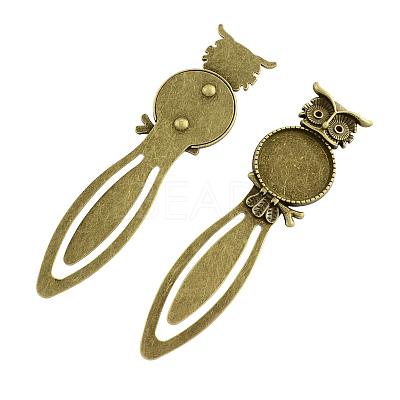 Owl Vintage Tibetan Style Alloy Bookmarks Cabochon Settings X-TIBE-Q032-28AB-NR-1