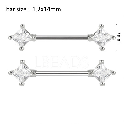 Brass Cubic Zirconia Nipple Rings WG434B5-06-1