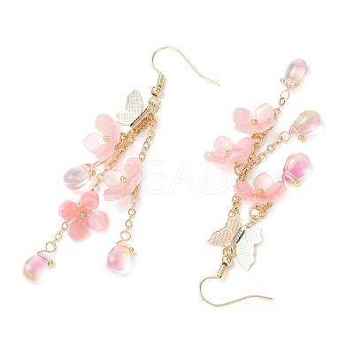 Flower Brass Dangle Earrings EJEW-TA00643-02-1