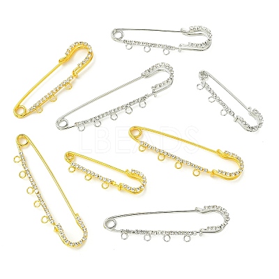 8Pcs 8 Styles Iron Rhinestone Safety Pins FIND-CJ0004-92-1