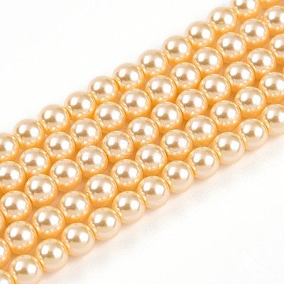Baking Paint Pearlized Glass Pearl Bead Strands HY-N002-4mm-A09-1