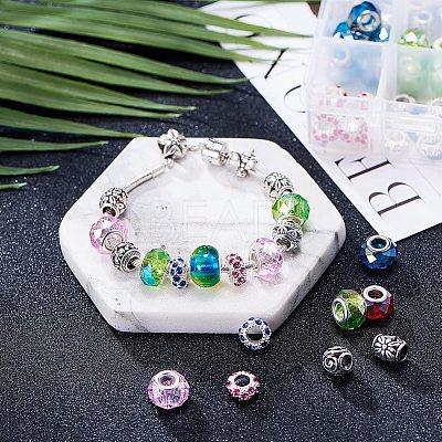 Brass & Alloy Rhinestone & Glass European Beads MPDL-NB0001-02-1