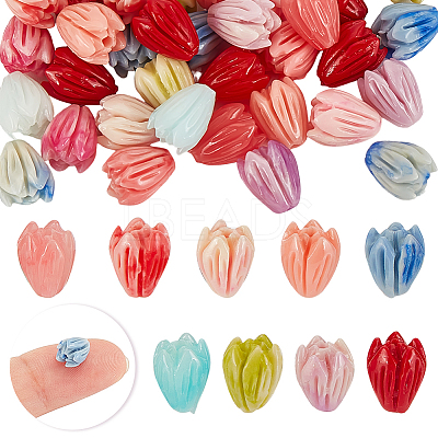 54Pcs 9 Colors Epoxy Resin Beads RESI-GA0001-27-1