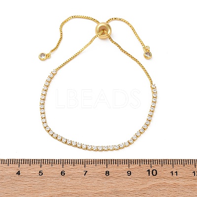 Brass Pave Clear Cubic Zirconia Horse Eye Box Chain Slider Bracelets BJEW-YWC0002-06B-G-1